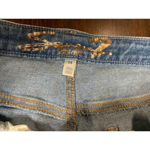 Seven7 Fashion Jeans Women 14 Distressed Light Wash Cropped Western Boho Fringe - Picture 2 of 15